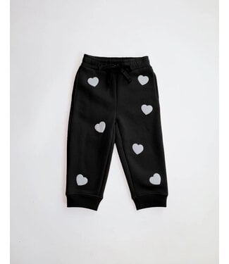 Brunette the Label Little Babes All Over Heart Jogger Black/White
