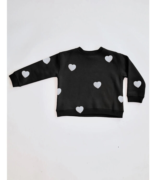 Brunette the Label Little Babes All Over Heart Crew Black/White