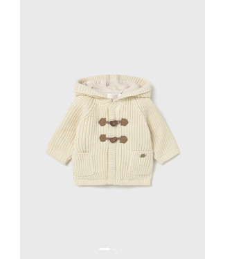 Mayoral Knit Hooded Cardigan Ivory