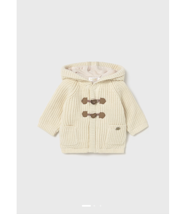 Mayoral Knit Hooded Cardigan Ivory