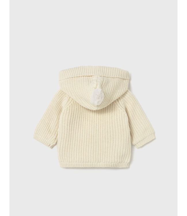 Mayoral Knit Hooded Cardigan Ivory