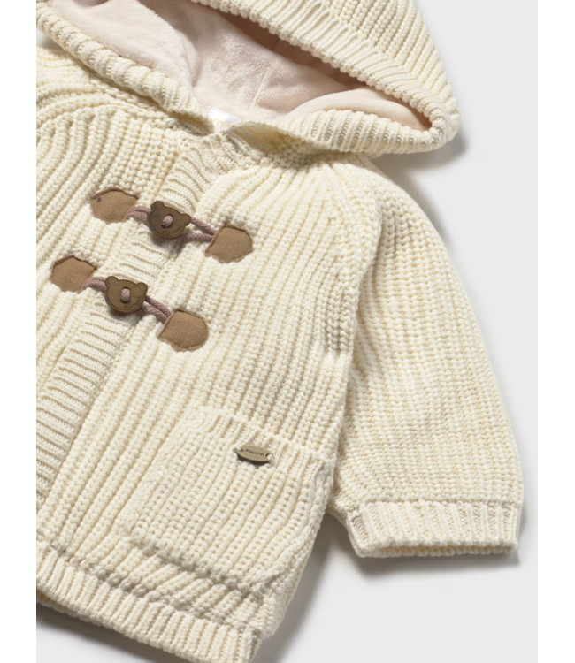 Mayoral Knit Hooded Cardigan Ivory