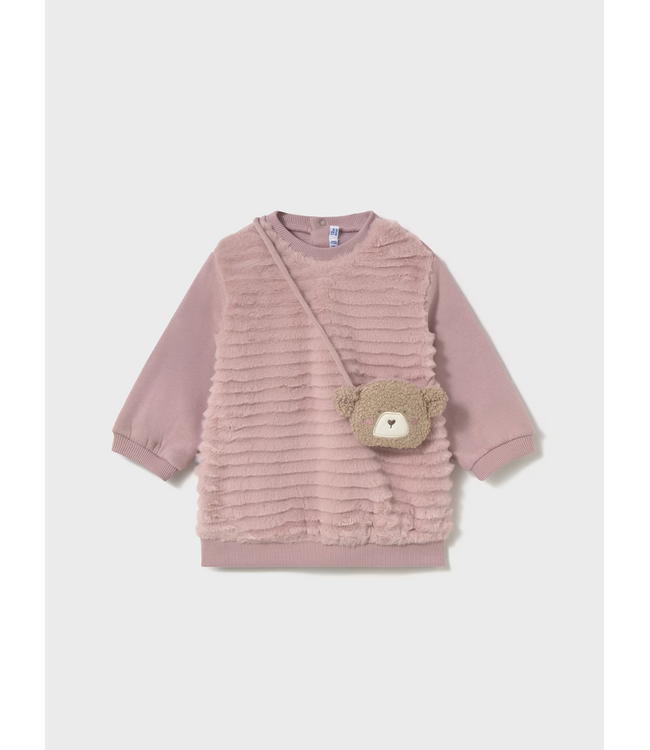 Mayoral Infant Sweatshirt Dress w/ Teddy Bag