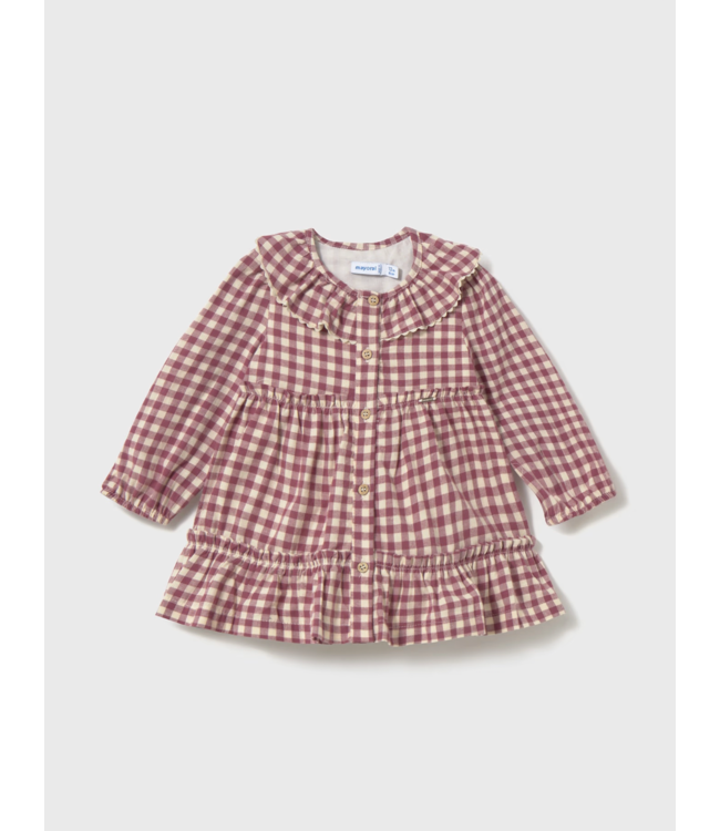 Mayoral Vichy Dress Burgundy Check