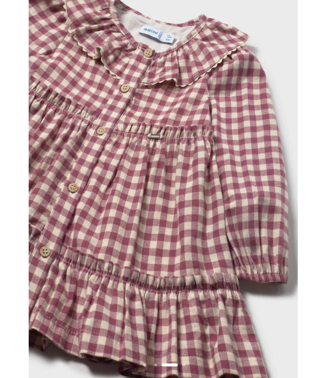 Mayoral Vichy Dress Burgundy Check