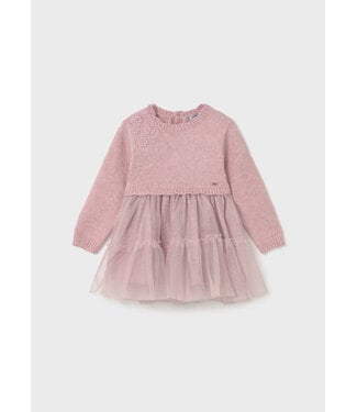 Mayoral Sweater Tulle Dress Pink