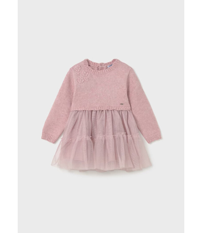 Mayoral Sweater Tulle Dress Pink