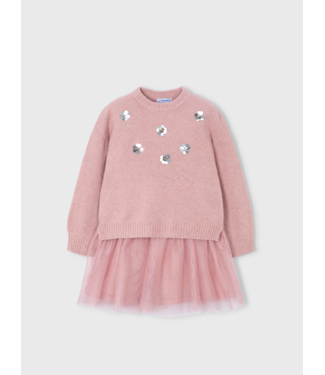 Mayoral Sweater Tulle Skirt Set Pink
