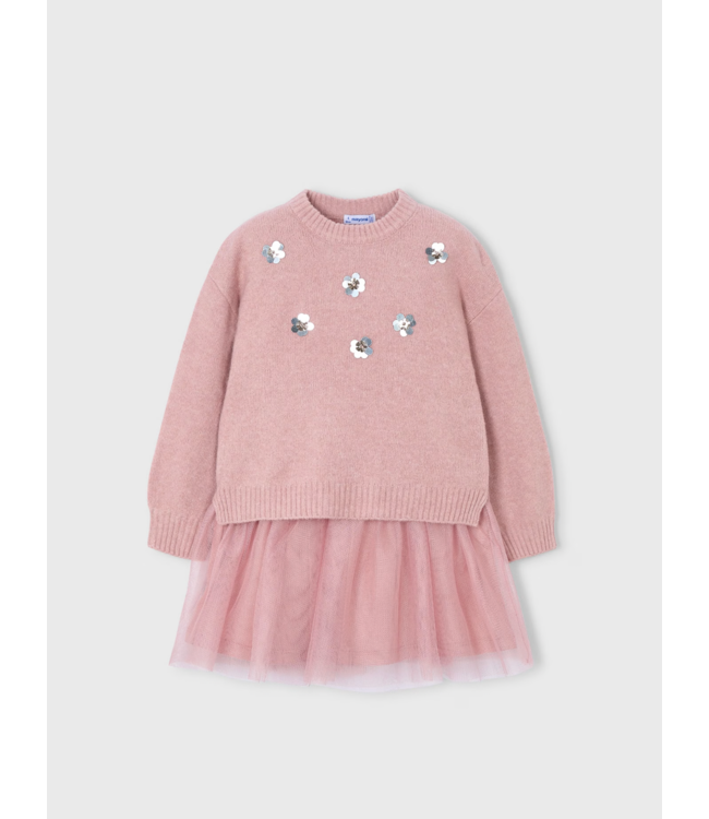 Mayoral Sweater Tulle Skirt Set Pink