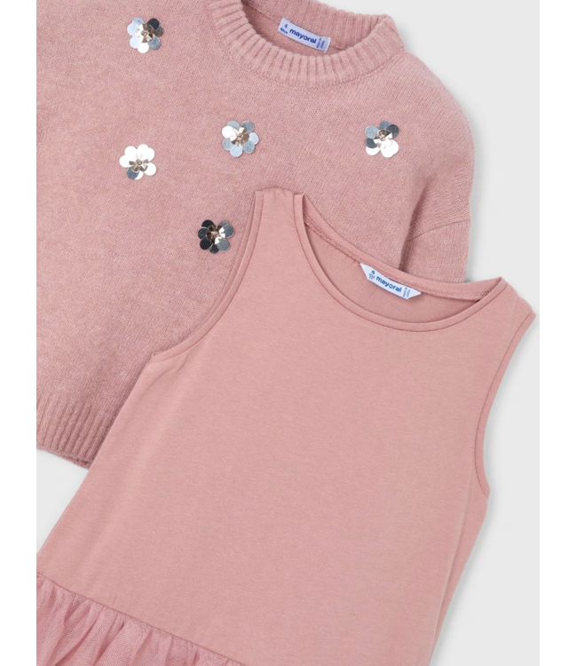 Mayoral Sweater Tulle Skirt Set Pink