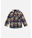 Deux par Deux Sherpa Zip Front Overshirt Blue and Brown Plaid