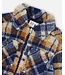 Deux par Deux Sherpa Zip Front Overshirt Blue and Brown Plaid