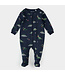 Petit Lem Footed Sleeper Holiday Dinosaur Print on Navy