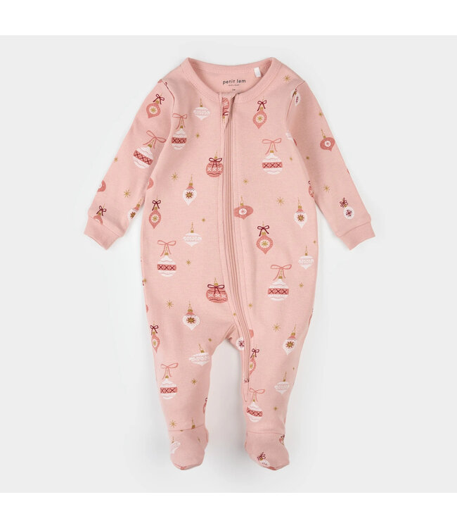 Petit Lem Footed Sleeper Ornaments Print on Rose