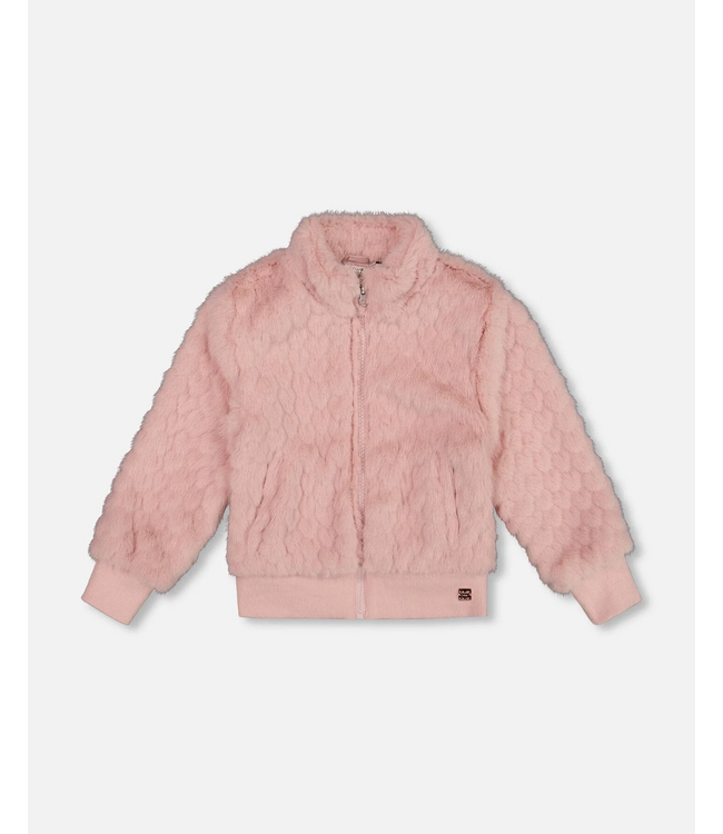 Deux par Deux Faux Fur Jacquard Jacket Dusty Pink