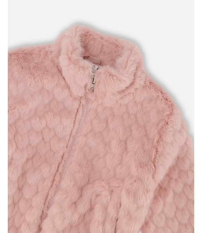 Deux par Deux Faux Fur Jacquard Jacket Dusty Pink