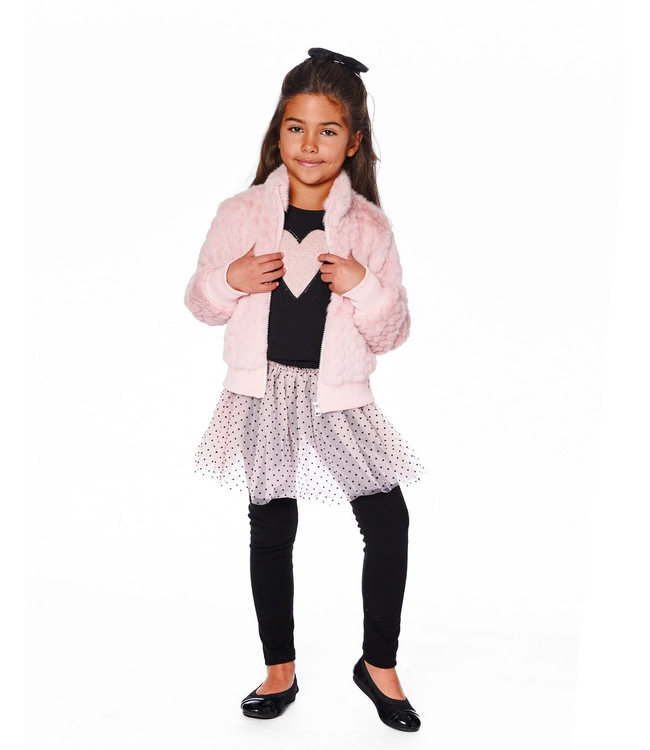 Deux par Deux Faux Fur Jacquard Jacket Dusty Pink