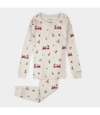 Petit Lem PJ Set Santa's Workshop Print on Crème