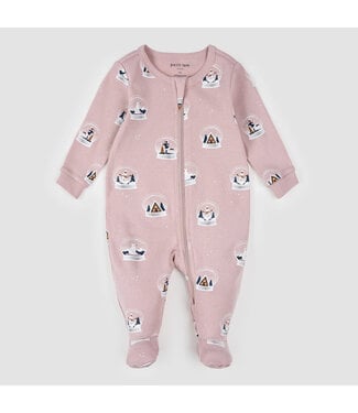Petit Lem Footed Sleeper Snowglobe Print on Violet