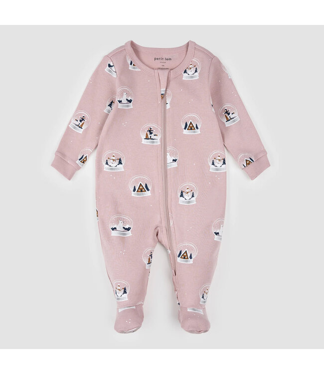 Petit Lem Footed Sleeper Snowglobe Print on Violet