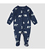 Petit Lem Footed Sleeper Winter Polar Bear Print on Navy