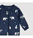 Petit Lem Footed Sleeper Winter Polar Bear Print on Navy