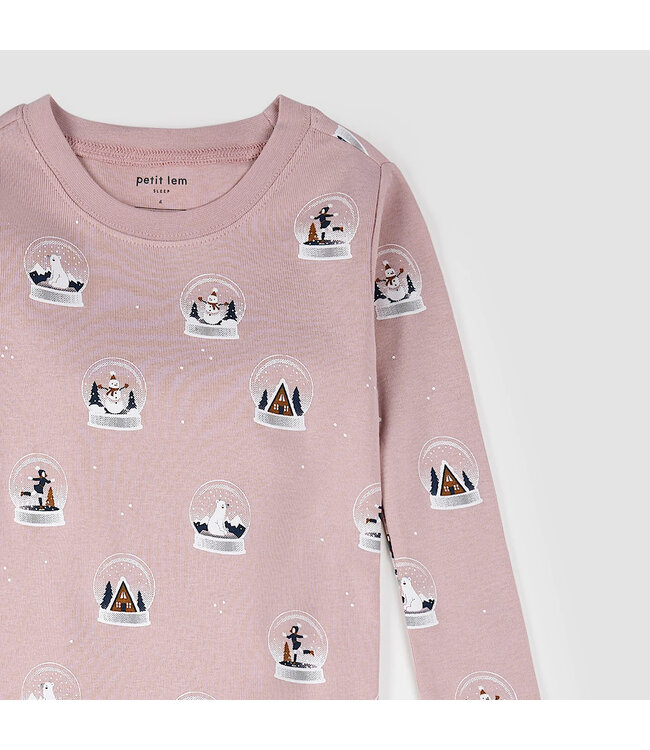 Petit Lem PJ Set Snowglobe Print on Violet