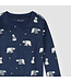 Petit Lem PJ Set Winter Polar Bear Print on Navy