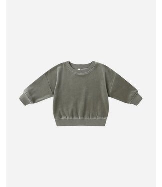 Quincy Mae Velour Relaxed Sweatshirt Forest