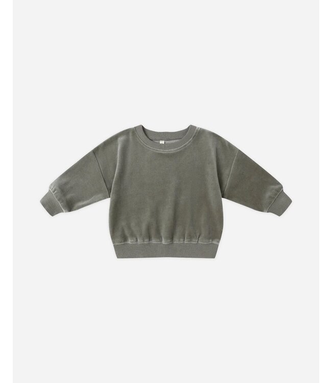 Quincy Mae Velour Relaxed Sweatshirt Forest