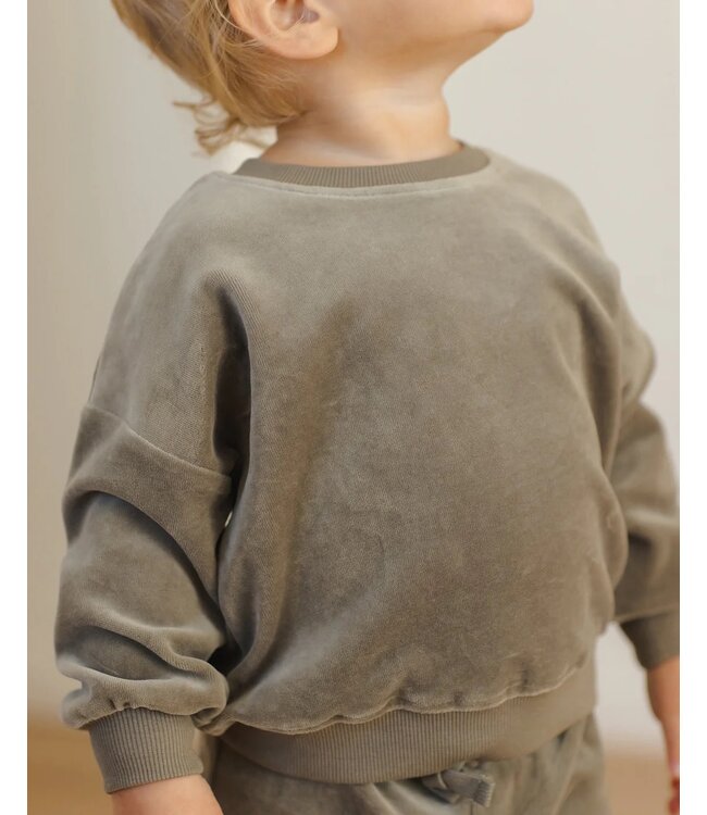 Quincy Mae Velour Relaxed Sweatshirt Forest
