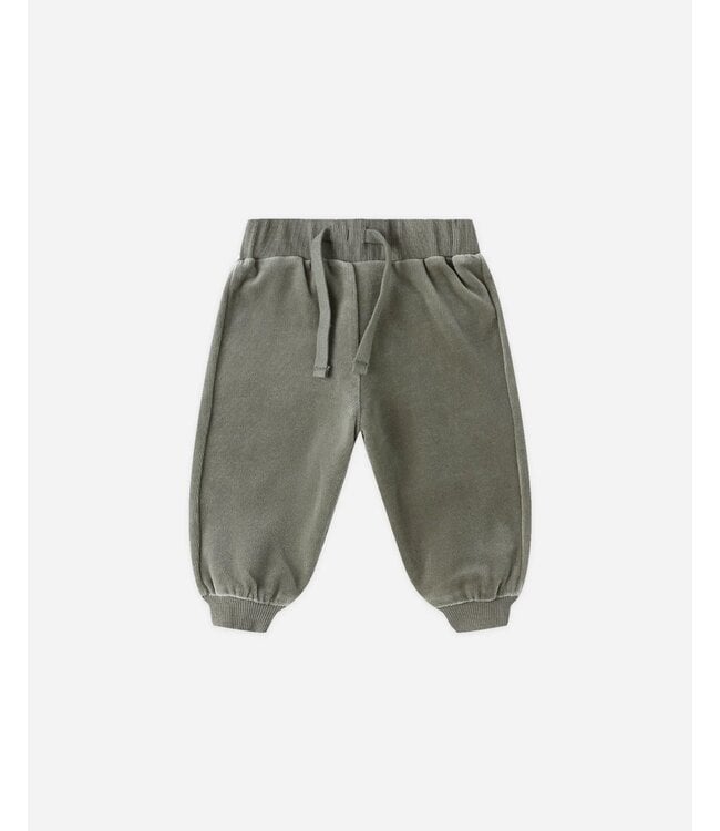 Quincy Mae Velour Relaxed Sweatpant Forest