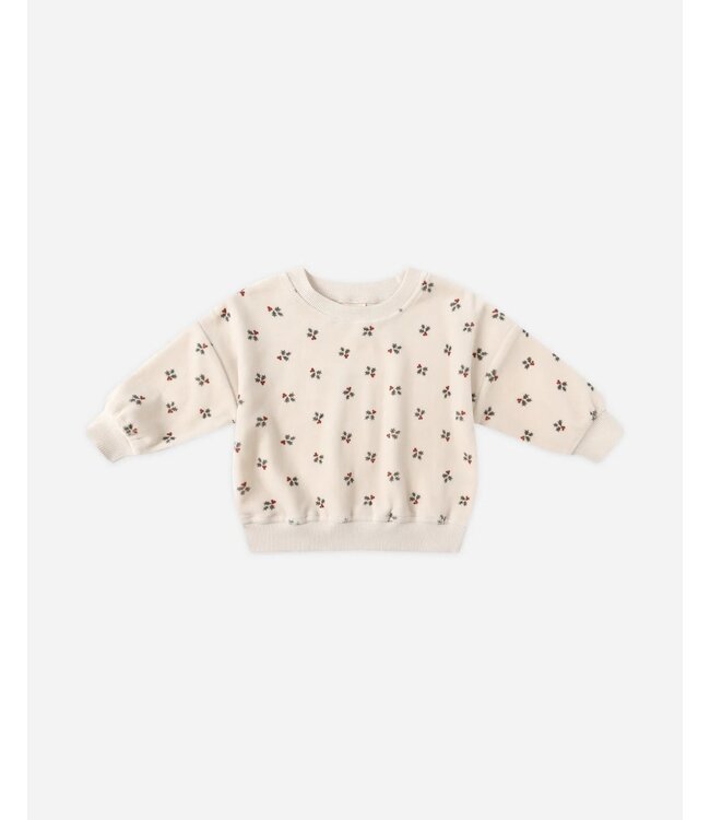 Quincy Mae Velour Relaxed Sweatshirt Holly Berry