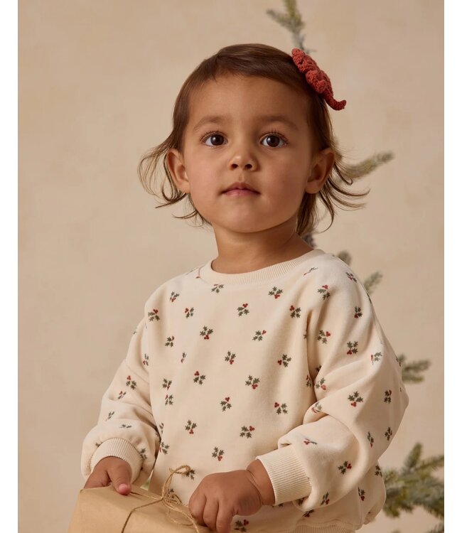 Quincy Mae Velour Relaxed Sweatshirt Holly Berry