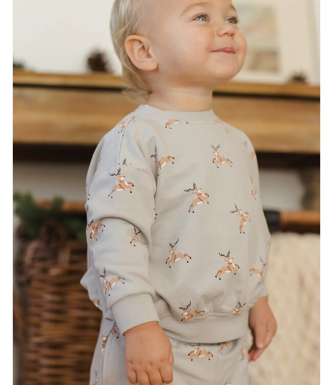 Quincy Mae Relaxed Fleece Sweatshirt Reindeer