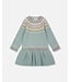 Deux par Deux Jacquard Sweater Dress with Ribbed Skirt Jade Green