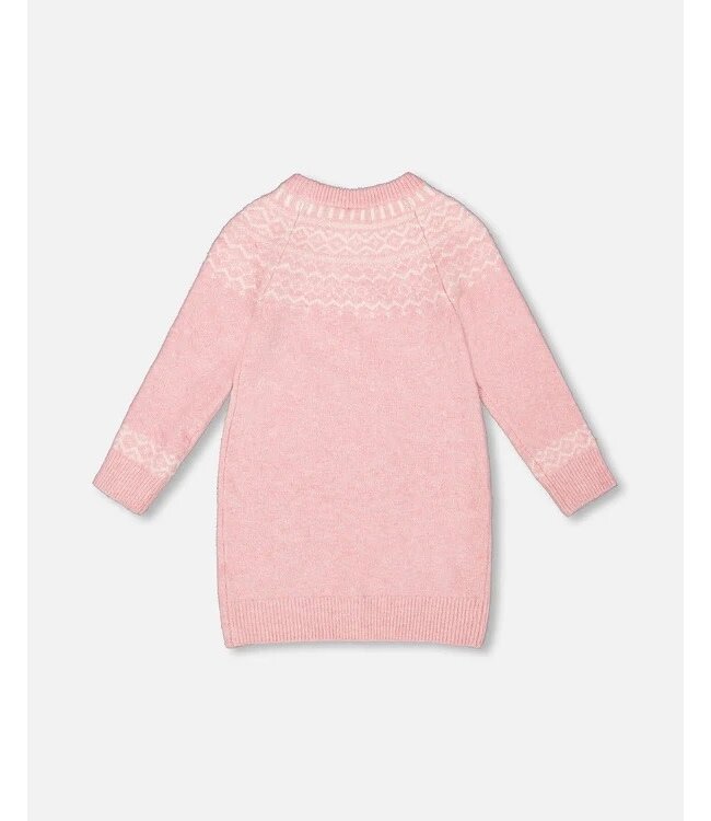 Deux par Deux Deux par Deux Knitted Dress Norvegian Jacquard Dusty Pink