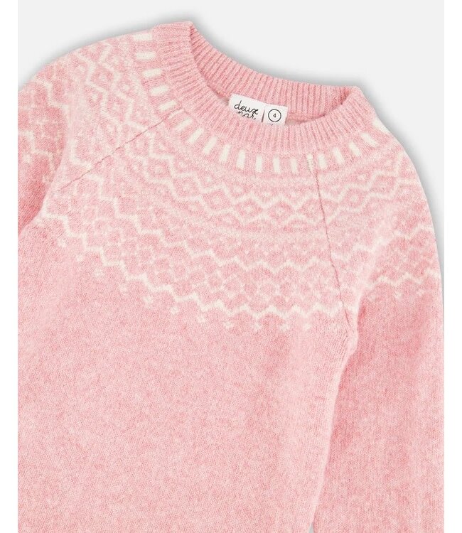 Deux par Deux Deux par Deux Knitted Dress Norvegian Jacquard Dusty Pink