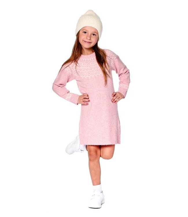 Deux par Deux Deux par Deux Knitted Dress Norvegian Jacquard Dusty Pink