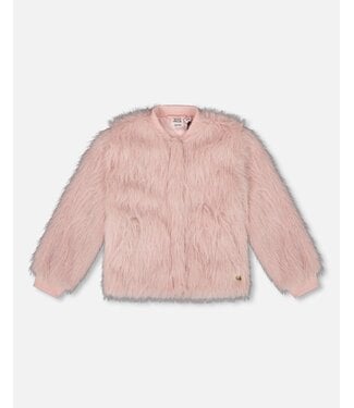 Deux par Deux Short Faux Fur Coat Dusty Pink