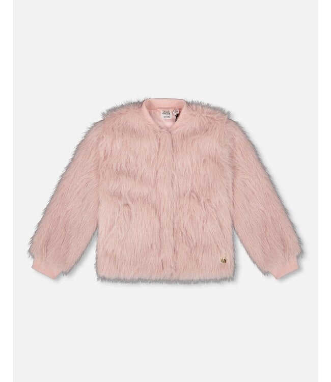 Deux par Deux Short Faux Fur Coat Dusty Pink