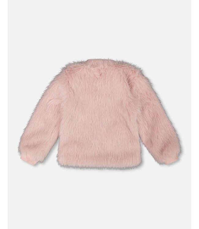 Deux par Deux Short Faux Fur Coat Dusty Pink
