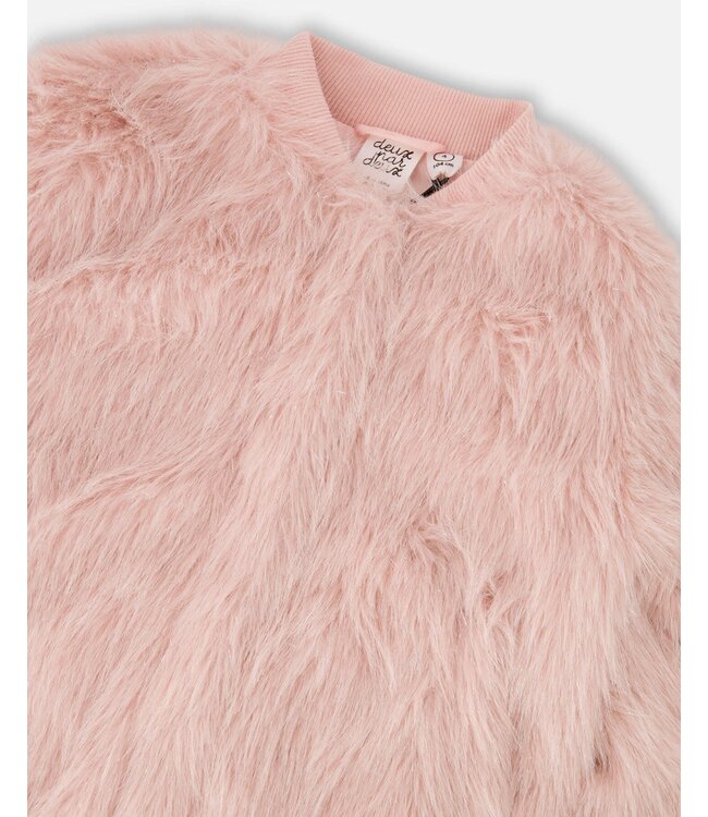 Deux par Deux Short Faux Fur Coat Dusty Pink