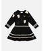Deux par Deux Knit Dress Black with Glittery Hearts