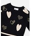 Deux par Deux Knit Dress Black with Glittery Hearts