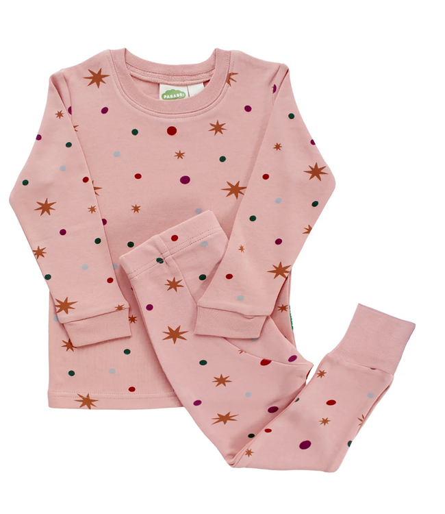 Parade Organics Baby Co. PJ Set Jammies Confetti Print on Pink