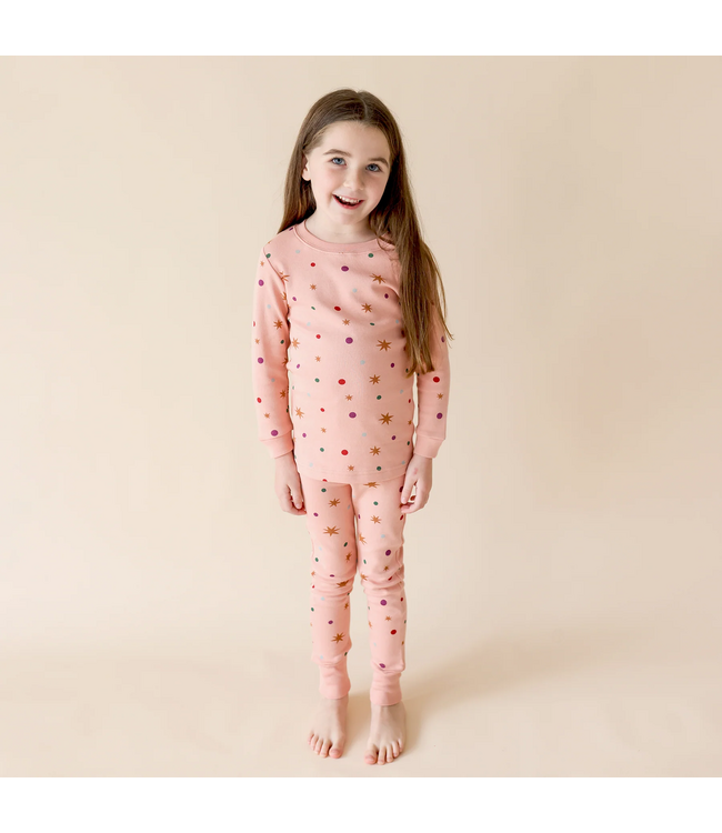 Parade Organics Baby Co. PJ Set Jammies Confetti Print on Pink