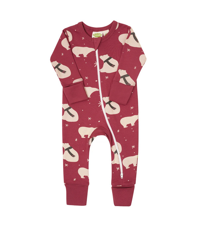 Parade Organics Baby Co. Sleeper Polar Bears Print on Red