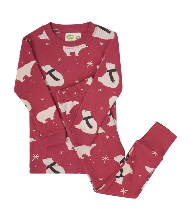 Parade Organics Baby Co. Polar Bears Print on Red