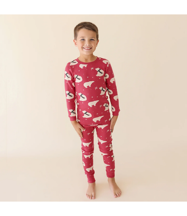 Parade Organics Baby Co. Polar Bears Print on Red